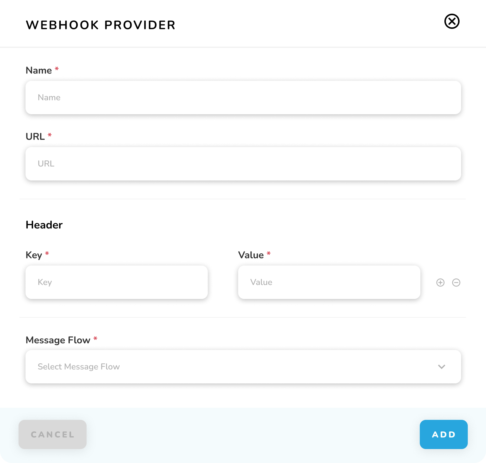 Webhook Provider - Add Popup